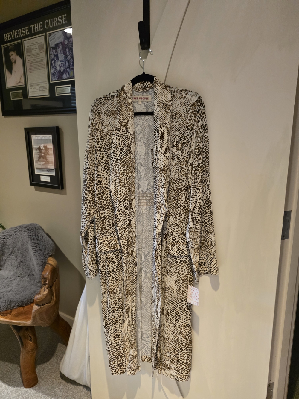 Free People Snake Print Long Duster - Neutral Tones